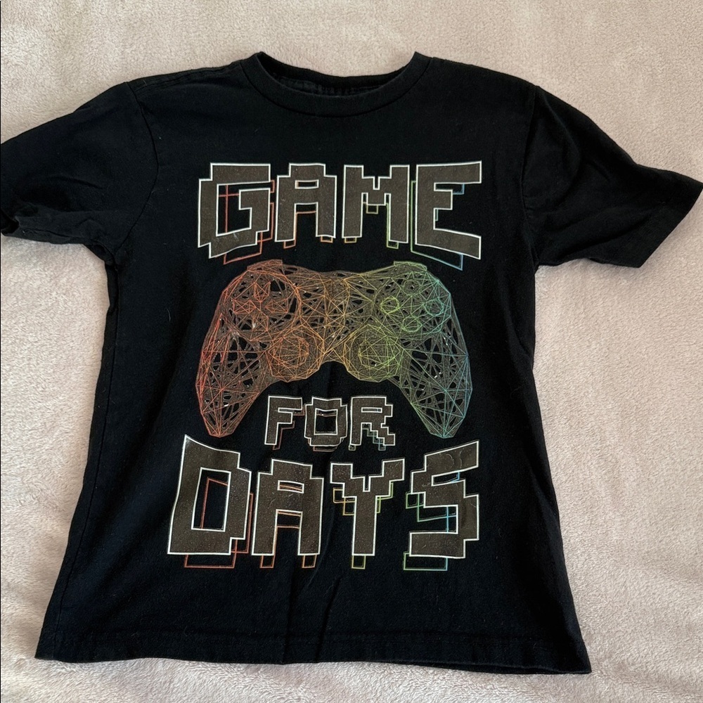 Black 'Game for Days' Kids Short Sleeve Tee